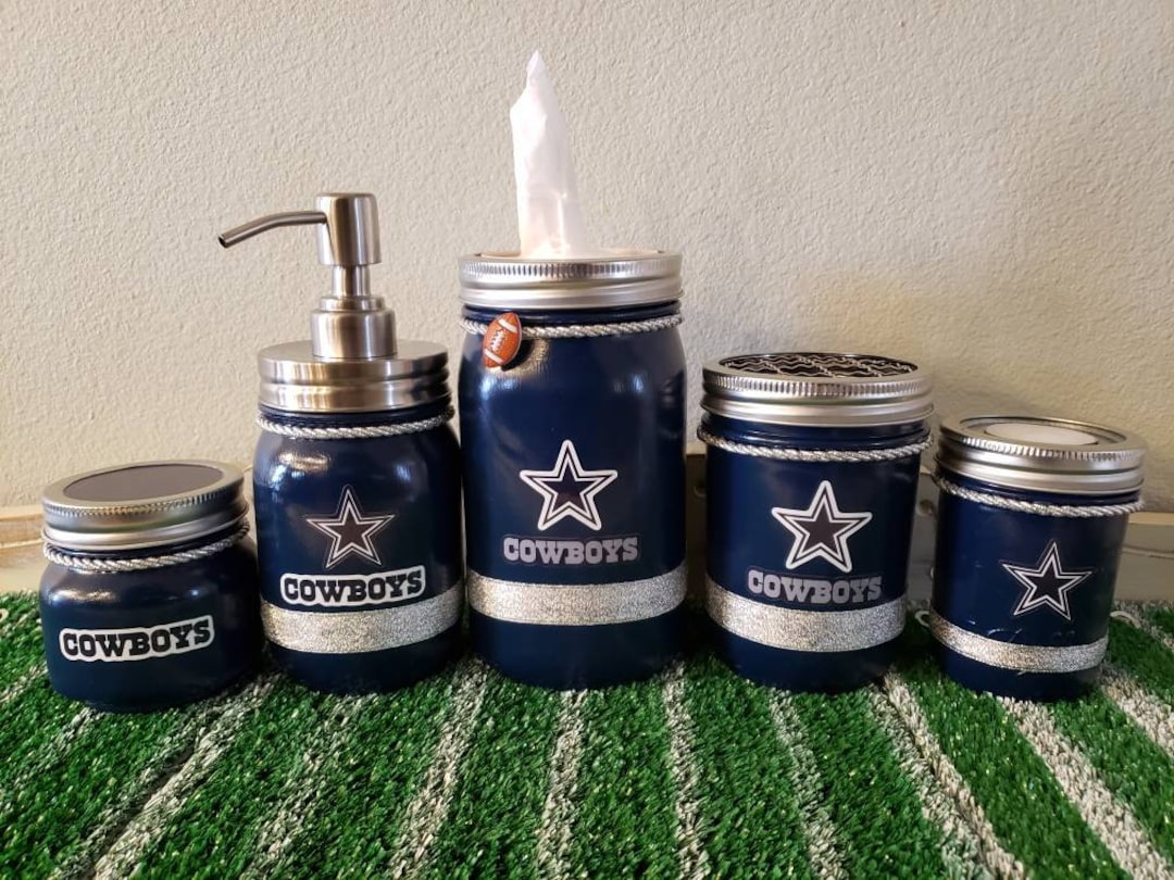 Dallas Cowboys Football Mason Jar Bathroom or Office Set. - Etsy