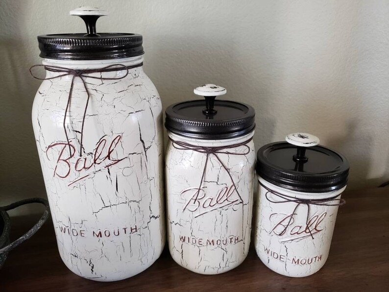 Mason Jar Kitchen Canisters Set Utensil Holder Salt and Etsy