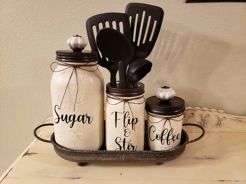 Kitchen canisters rustic kitchen farmhouse. | Etsy