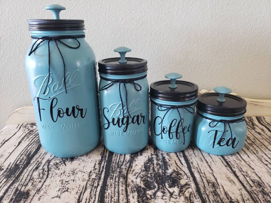 Teal turquoise aqua kitchen canister sets. Etsy