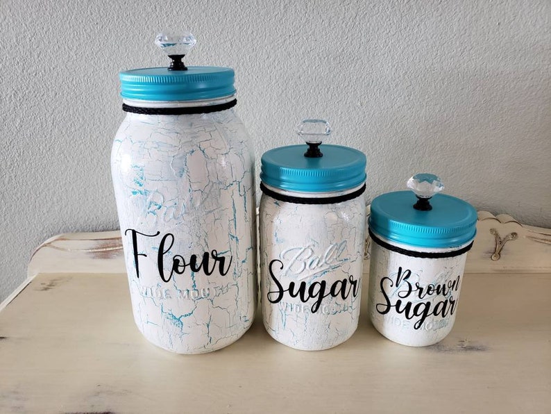 Teal turquoise aqua kitchen canister sets. Etsy