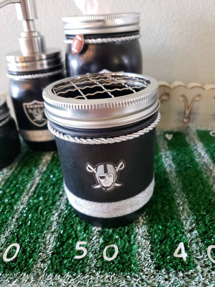 Las Vegas Raiders Bathroom Set. Raiders Office Set. Mason Jar | Etsy