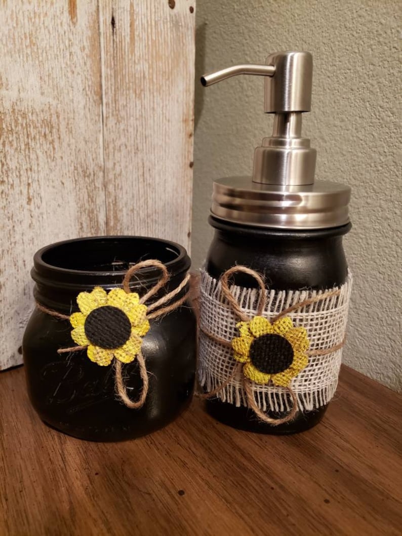 Rustic Sunflower Bathroom Accessories Sunflower Decor. Etsy