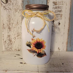 Quart size sunflower mason jar