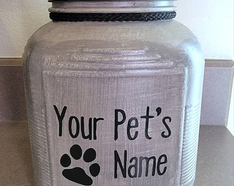 Dog treats, cat treats, or cookie jar. Custom made, gallon size.