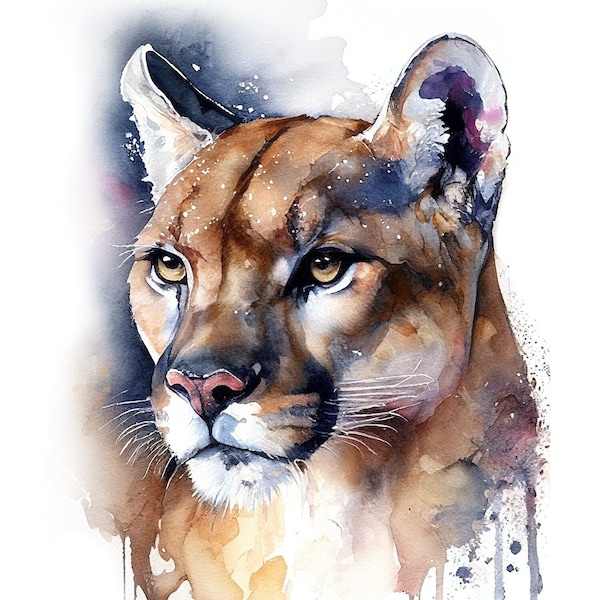 Puma, puma animal print, puma painting, wild cat print, wild animal art, PUMA, Mountain wild cat art, Puma cat print, animal print, animal print, animal