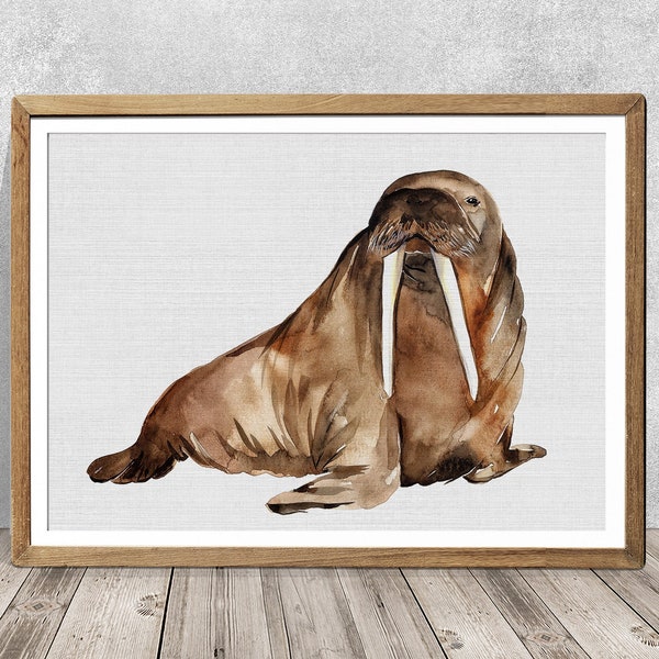 Walrus Watercolor Art Print: Signed Ocean Animal Wall Decor