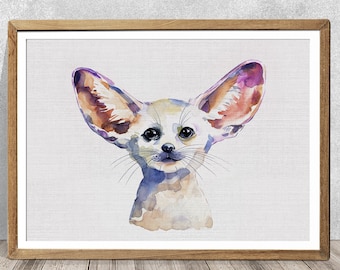 Fennek Fuchs Kunstdruck: Aquarell Tierportrait