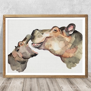 nursery hippo art, baby hippo art, baby hippo art print, hippo baby gift, hippo nursery decor, nursery wall art hippo print baby animal