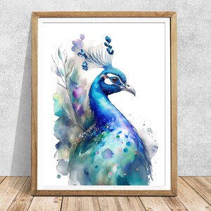 Peacock Watercolor Art Print: Signed Bird Wall Art