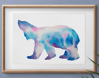 Polar bear art print Polar bear painting Polar bear art Arctic art Bear wall art Polar bear nursery Polar bear decor Watercolor bear