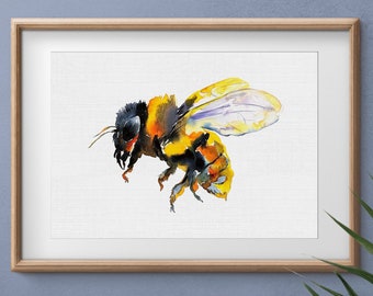 Bee print Honey Bee Bee art Bee wall art Bee art print Bee wall decor BEE Watercolor Bee Bee Nursery art Bee painting Cute print