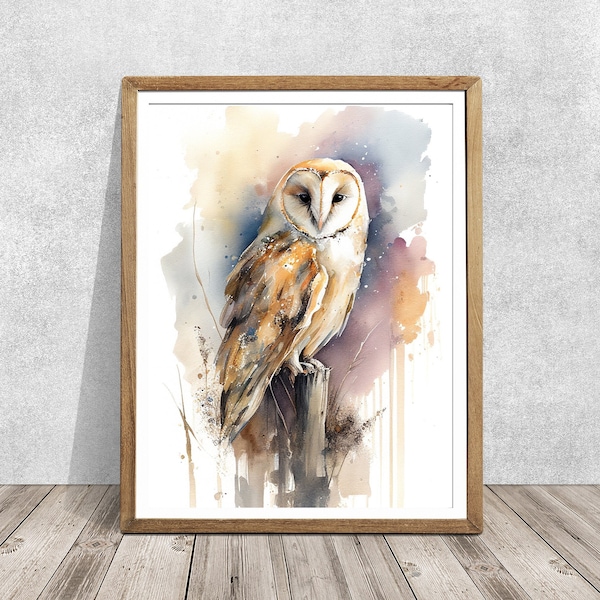 Barn owl, Barn owl painting, watercolor animal art, animal art, bird art, bird painting, bird wall art, Barn bird, BARN OWL, art print