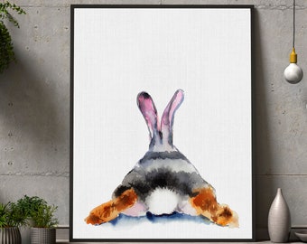 Bunny Tail Watercolor Art Print, Kids Nursery Decor
