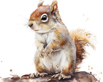 Watercolor squirrel, squirrel print, Squirrel art, Forest animals print, watercolor wall art, print wall art,  animals print, Wall print 39