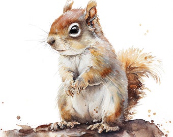 Watercolor Squirrel Art Print: Forest Animal Wall Decor