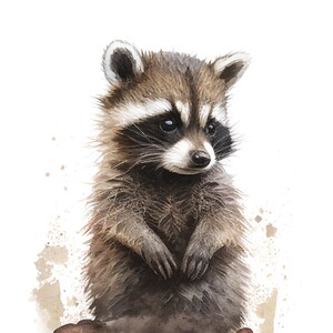 RACCOON Watercolor raccoon art Nursery raccoon Raccoon print Woodland nursery Raccoon wall art Raccoon gift Nursery art Wall art