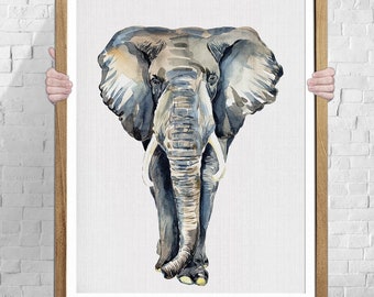 Elephant print Elephant nursery art Watercolor wall art Elephant art Wall art prints Elephant wall art Animal art Large wall art elephant