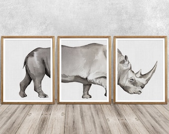 RHINO Rhino art Safari wall art Rhino nursery fine art Rhino Watercolor Rhino art print Rhinoceros art Rhino gift Rhino painting