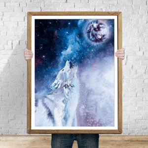 Wolf art print, Wolf print, Wolf art, Wolf moon, Moon wall art, Wolf watercolor, Baby boy wall art, Wolf lovers, Wolf, Forest animals print
