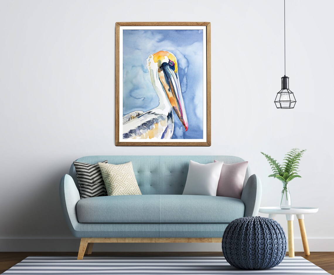 Pelican Painting Nautical Wall Art Pelican Art Pelican Etsy