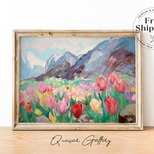 Signed Tulip Art Print: Impressionism Floral Wall Decor