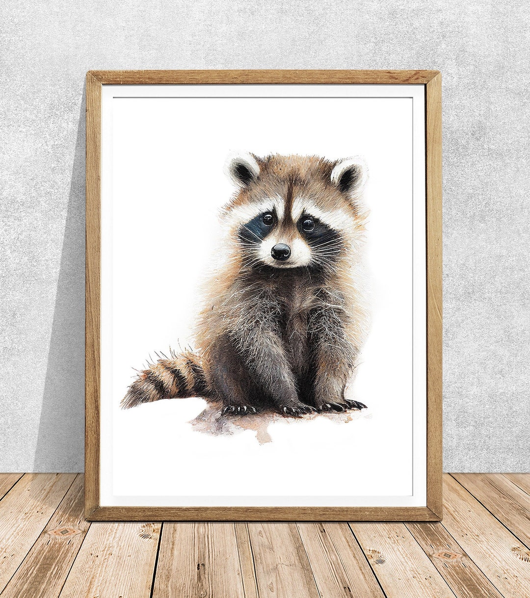 RACCOON Watercolor, Raccoon Art, Nursery Print, Raccoon Print, Woodland