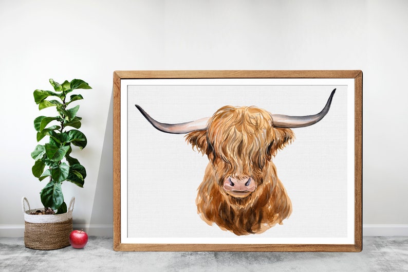 Highland Cow Print Watercolor Highland Highland Cow - Etsy