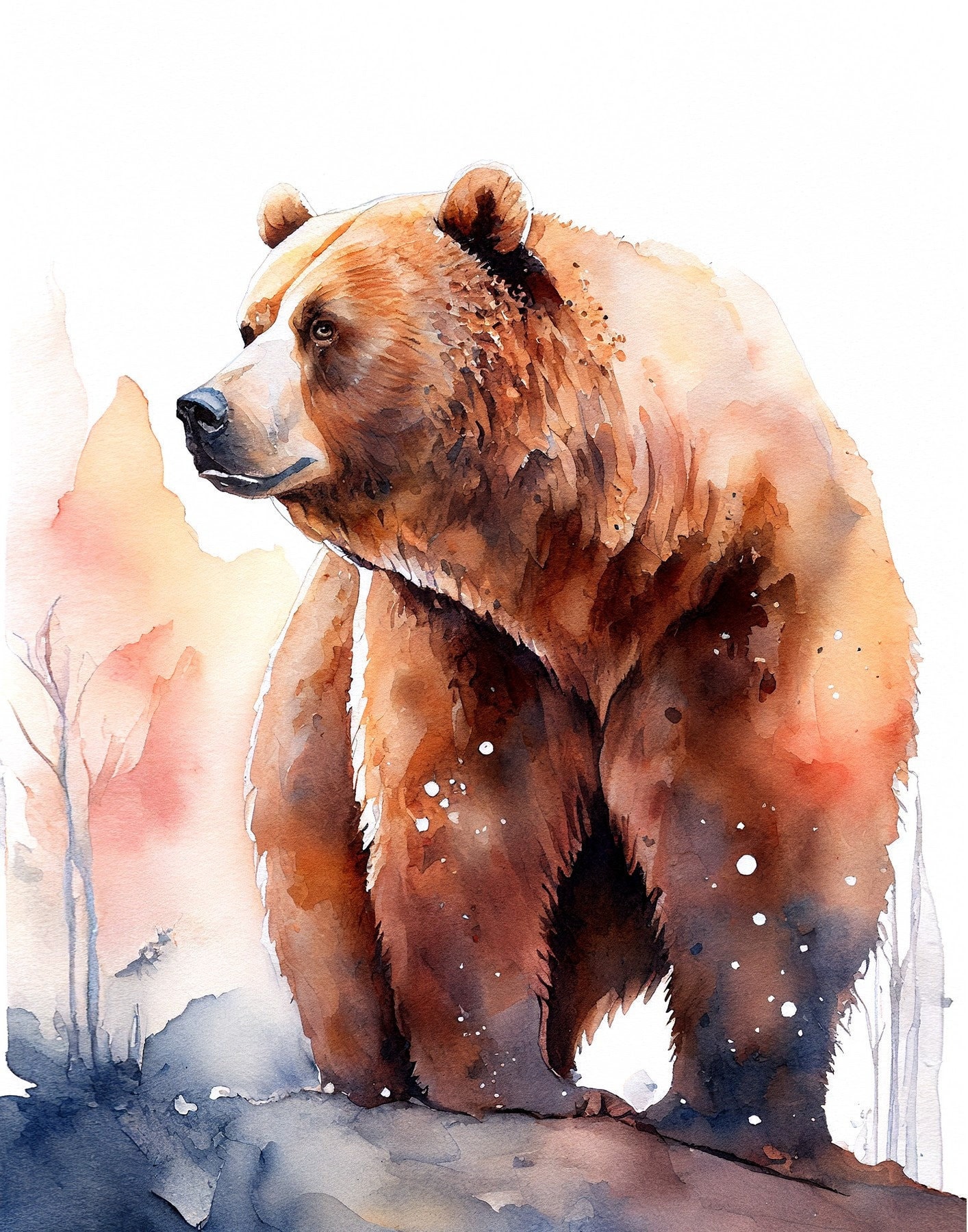 Watercolor Grizzly Bear