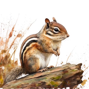 Chipmunk watercolor painting, Chipmunk art, Chipmunk painting, Chipmunk lovers gift, gift for her, Nursery wall decor, Wall art, print, 141