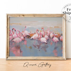 Canvas Flamingo art, FLAMINGO print, Flamingo painting, Tropical bird, Tropical nursery little girl bedroom art