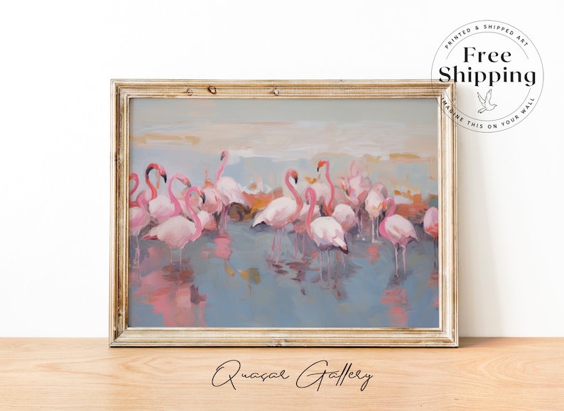 Canvas Flamingo art, FLAMINGO print, Flamingo painting, Tropical bird, Tropical nursery little girl bedroom art
