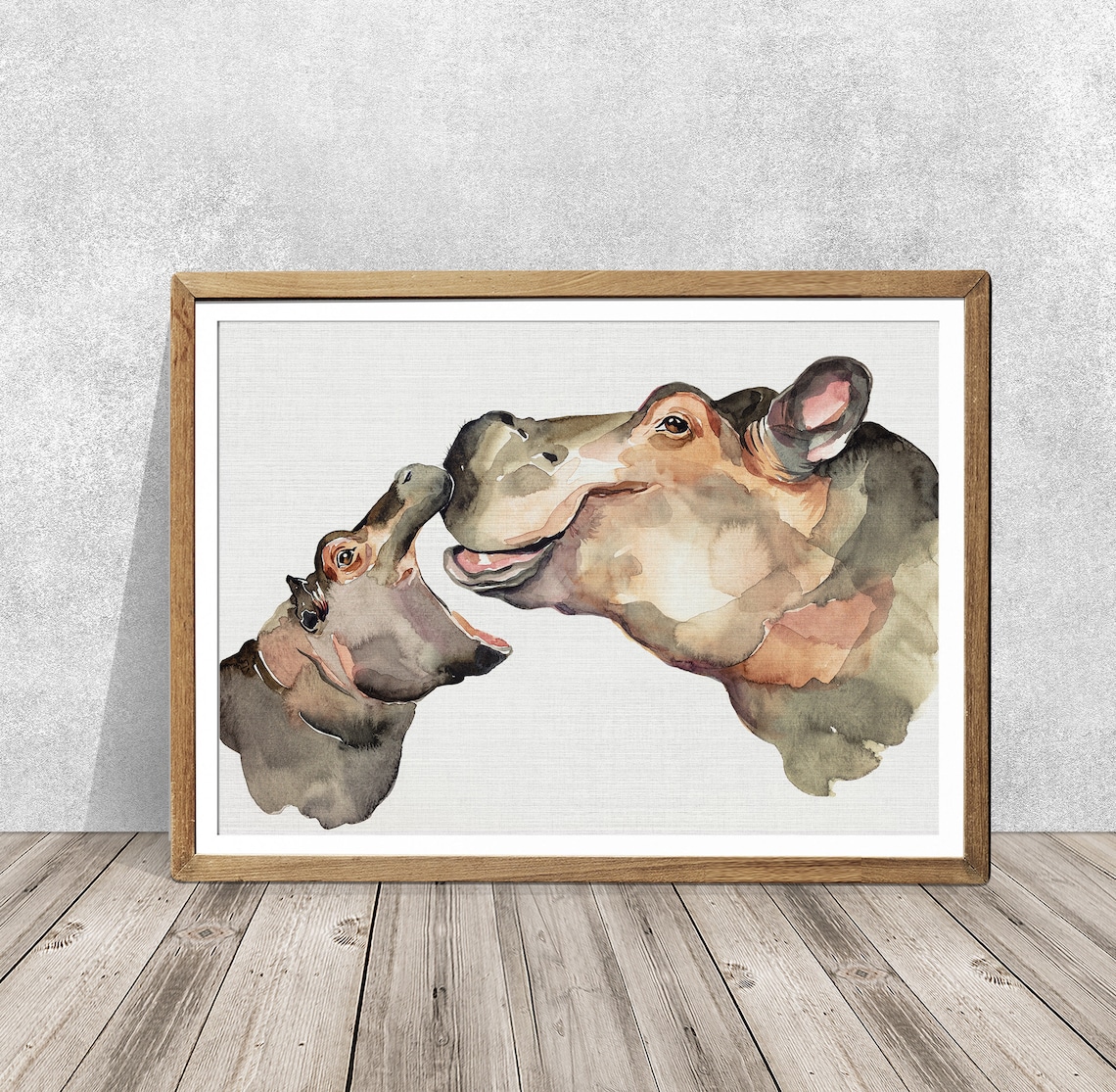 Nursery Hippo Art Baby Hippo Art Baby Hippo Art Print Hippo Etsy