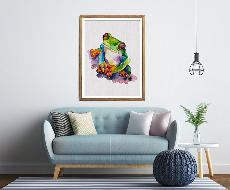 Tree Frog Painting Watercolor Frog Frog Art Print Red Eyed - Etsy