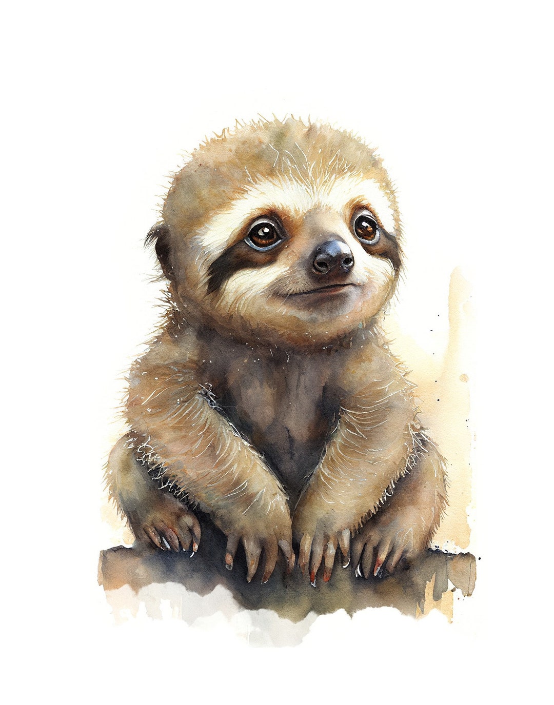 Baby Sloth, Baby Animals Print, Print for Baby Room, Sloth Watercolor ...