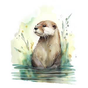 River otter, woodland animals, Otter animal, animal gift, gift for animal lovers, animal print, Gift ,el14