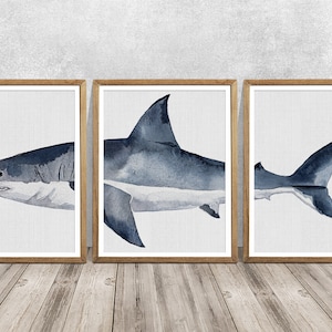 Shark print, shark art, great white shark, shark poster, shark art print, shark painting, watercolor shark, whale shark, shark wall decor