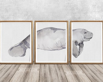 Manatee Art Print: Signed Giclee Watercolor Painting
