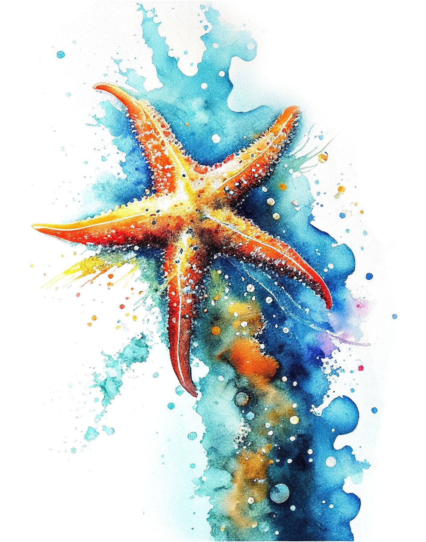 Colorful starfish painting