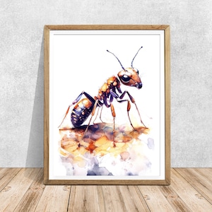 watercolor ant, ant art, ant painting, insect print,