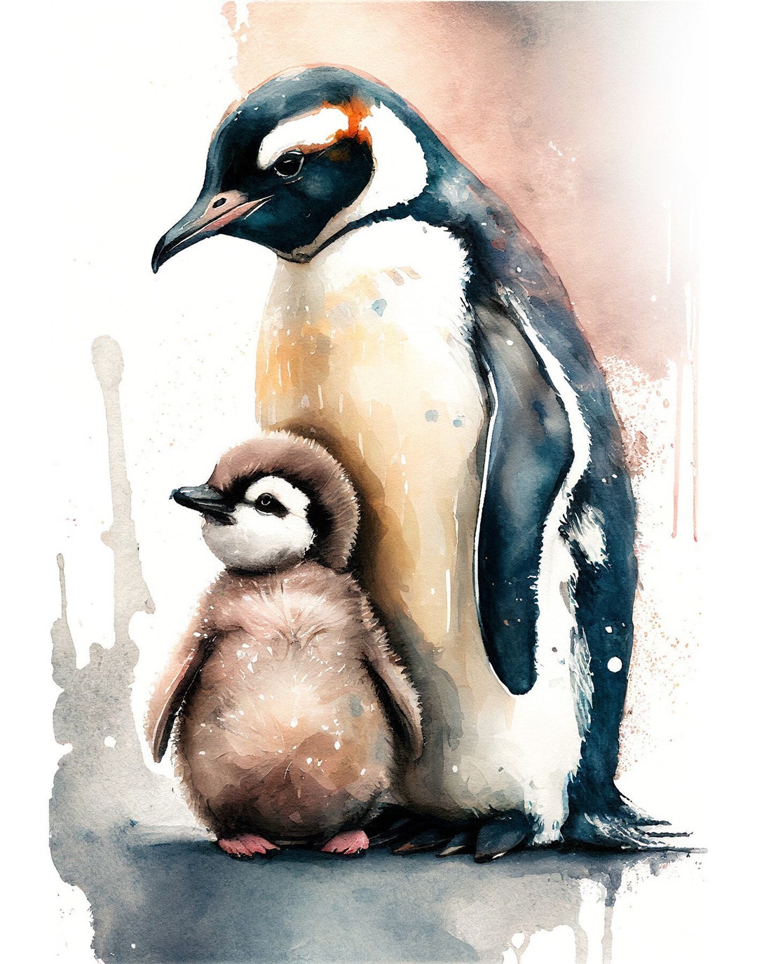 Mommy and Baby Penguin Penguin Art Arctic Nursery Decor - Etsy