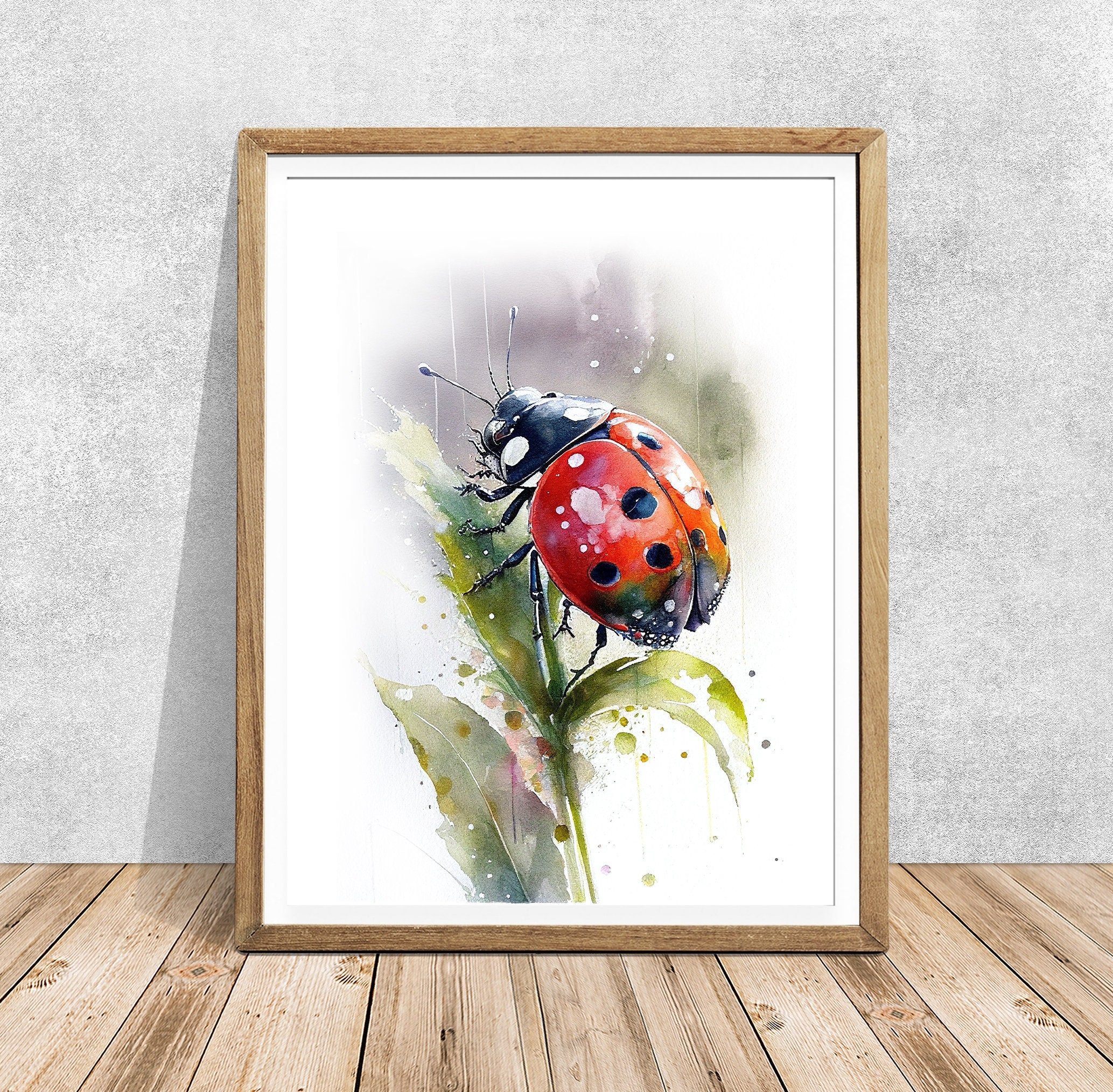 てんとう虫の水彩画アートプリント、署名入りジクレー - Etsy 日本