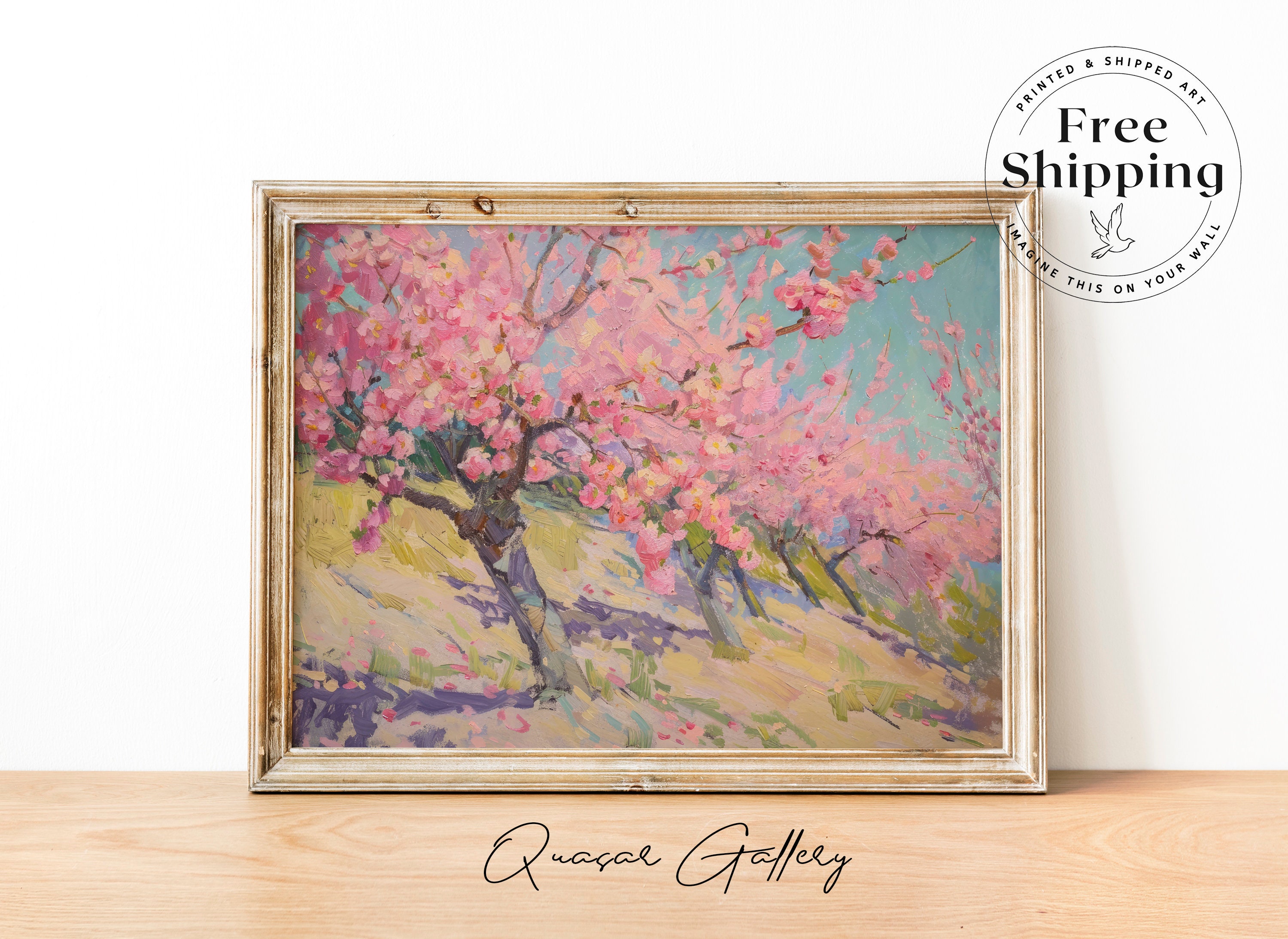 Cherry Blossom Art Print: Pastel Pink Spring Garden Wall Art
