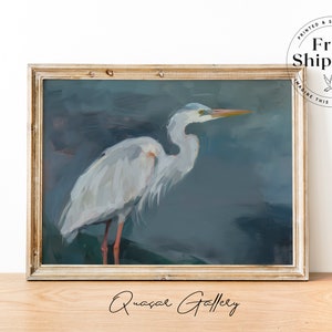Heron Painting: Original Oil Impressionism Art Print