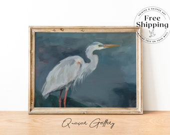 Heron Painting: Original Oil Impressionism Art Print