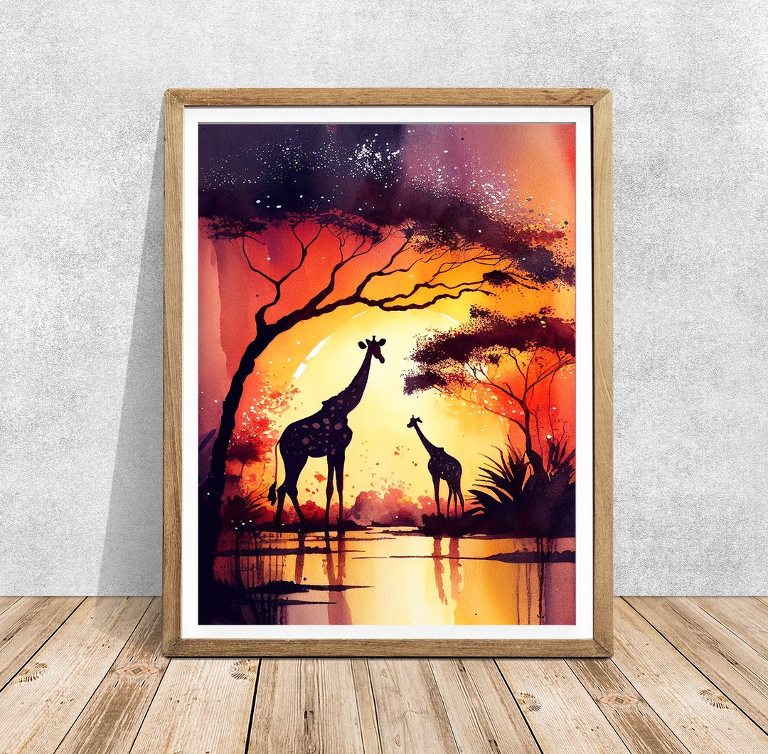 African Sunset Painting, African Landscape, African Sunset Wall Art