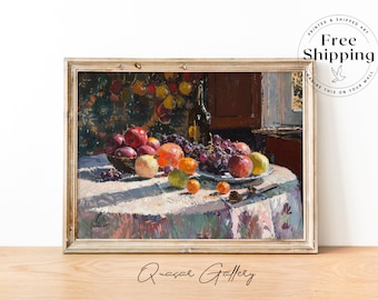 French Farmhouse Kitchen Art Print: Vintage Fruit Still Life