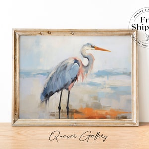 Blue heron print OIL PAINTING blue heron Great blue heron Heron art  print Original Canvas Bird art