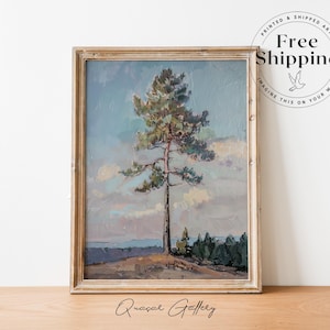 Evergreen Tree Art Print: Signed Landscape Painting