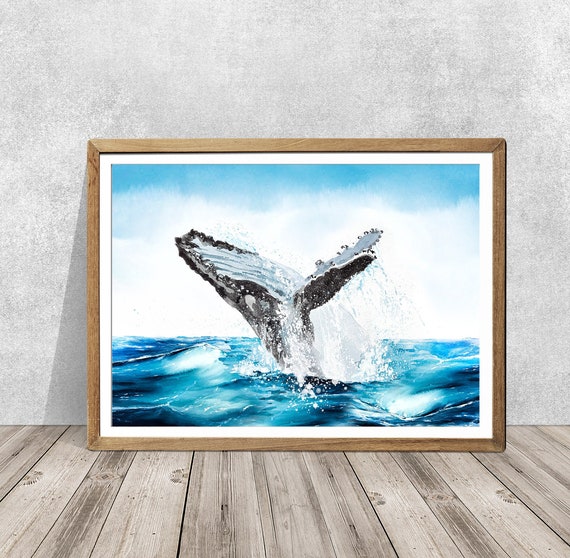 Humpback Whale Art Print: Signed Watercolor Ocean Poster